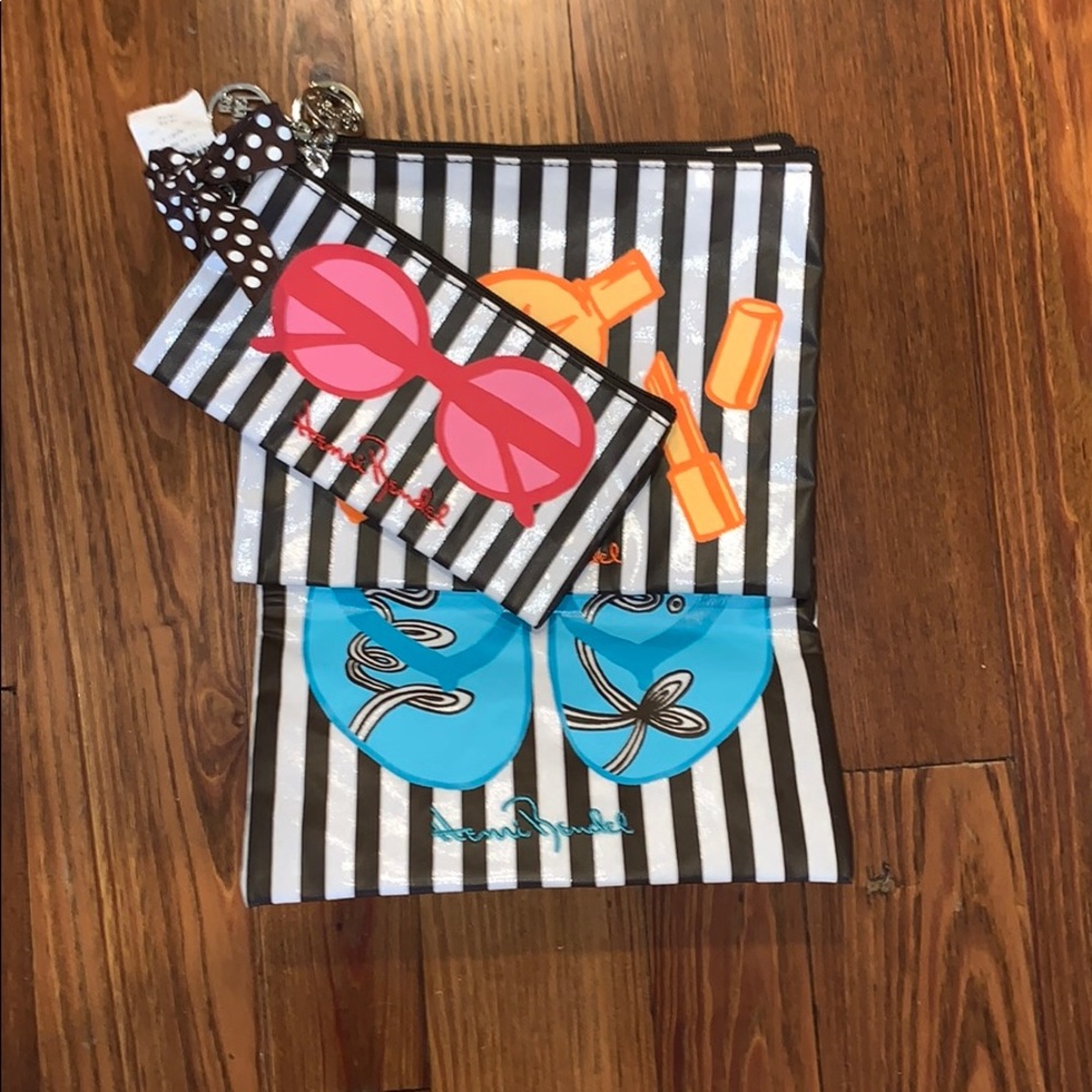 NWT Henri Bendel Go to the Beach Cosmetic Bag trio